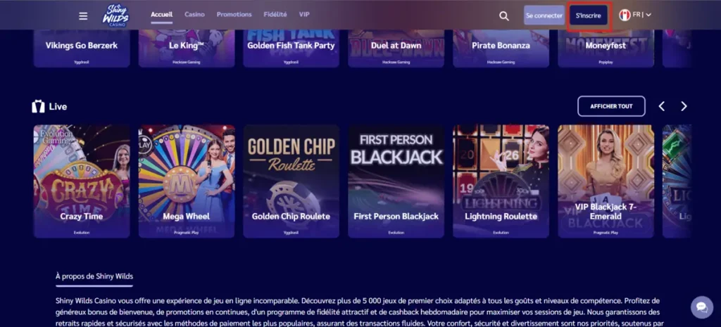 Inscription Crazy Time